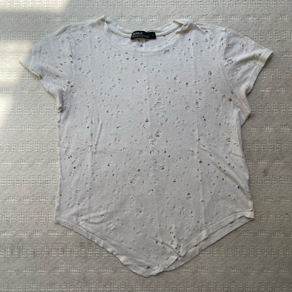 Benjamin Jay Tee Distressed Cream/Off White T-Shirt - Size Small - Picture 2 of 4